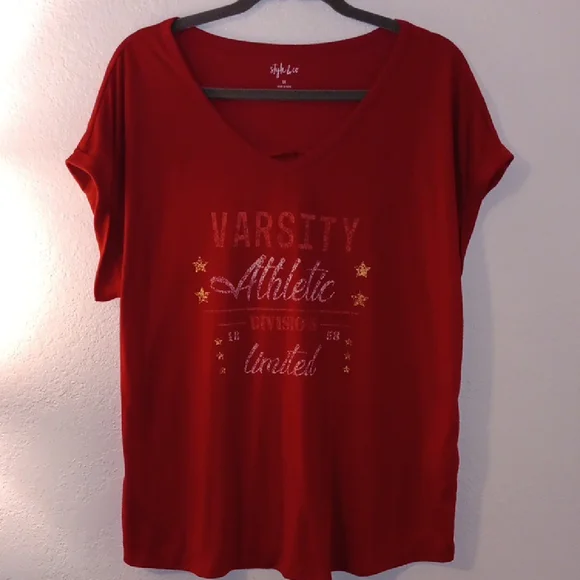 Style & Co. Red Varsity Tee - Picture 1 of 7